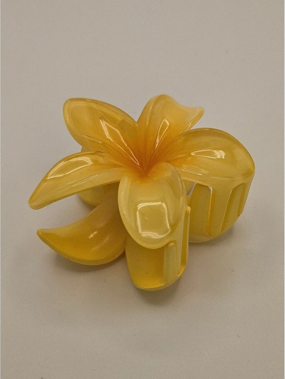 Yellow Plumeria Flower Hair Claw Clip